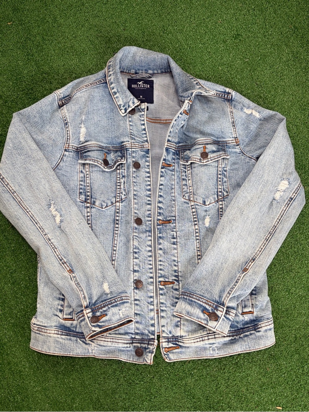Hollister Light Blue Distressed Denim Jacket